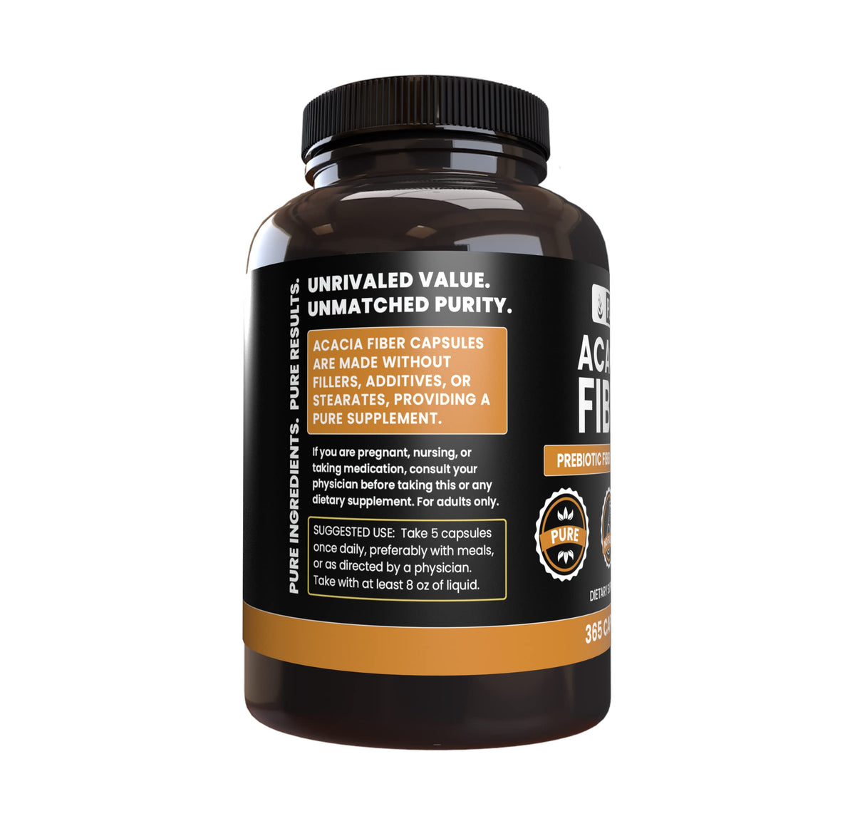 Pure Original Ingredients Acacia Fiber (365 Capsules) No Magnesium Or Rice Fillers, Always Pure, Lab Verified