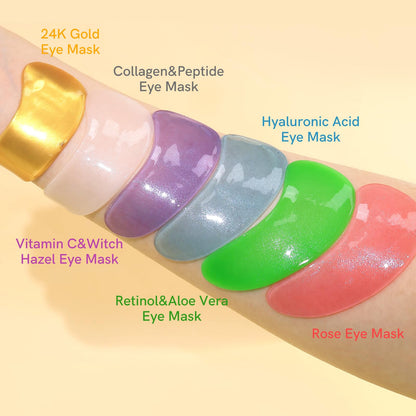 PEAUAMIE Collagen & Hyaluronic Acid Under Eye Patches (24 Pairs) - Intensive Plumping Eye Mask for Wrinkles, Dark Circles & Dehydrated Skin