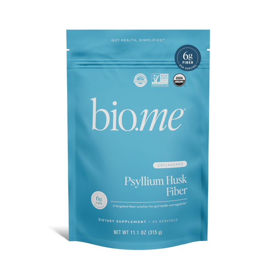 Bio.me Psyllium Husk Fiber Unflavored (6g Per Serving) - Gluten-Free Fiber Supplement for Women & Men - Psyllium Husk Powder for Healthy Digestion, Bowel Regularity & Bloating Relief - 45 Servings