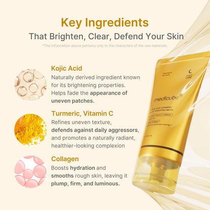medicube Wrapping Mask Kojic Acid, Turmeric, Vitamin C Overnight Peel Off Facial Mask - Brighten & Defends Against Skin Stress for a Clear, Glowing Complexion - Korean Skin Care, 2.53 fl.oz