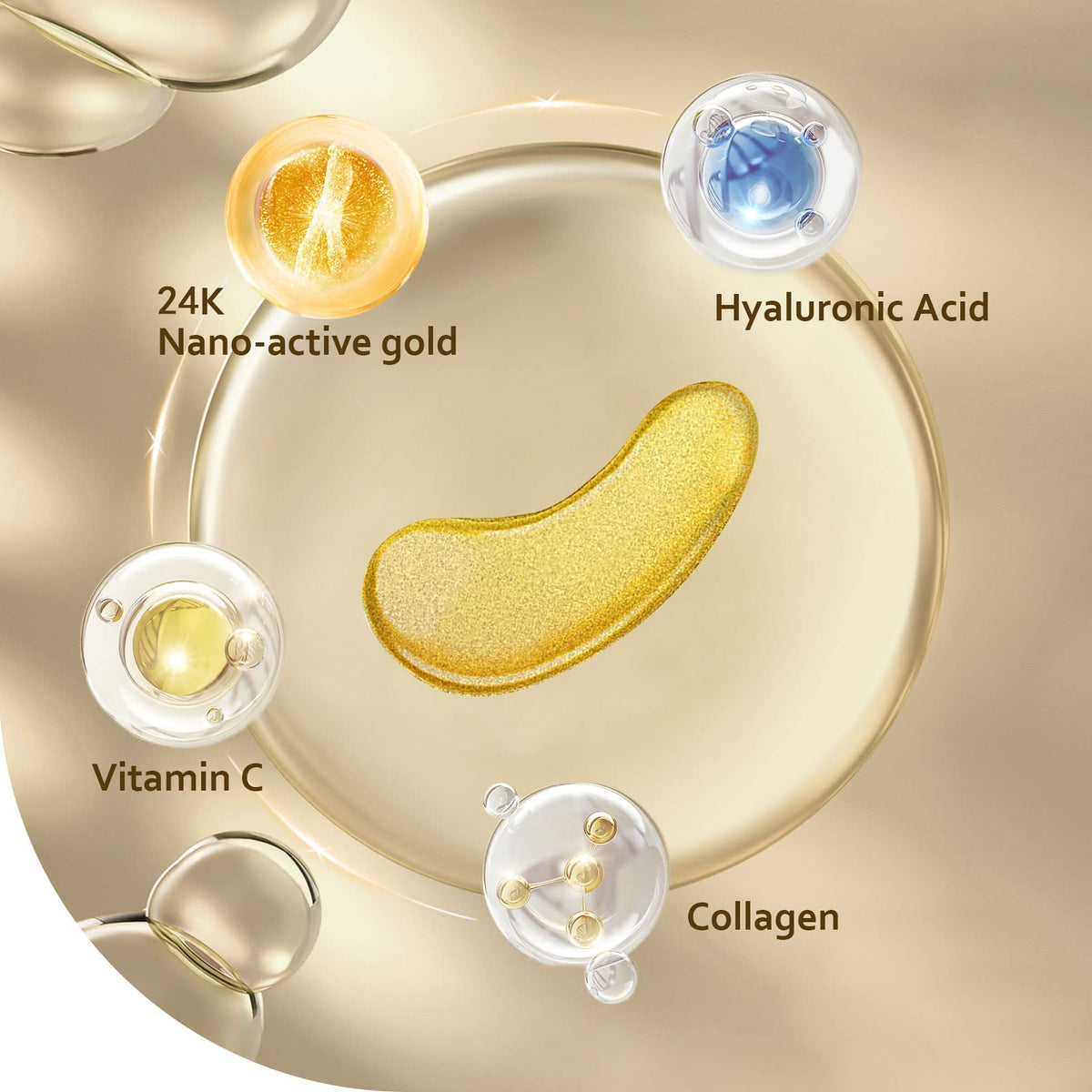 24K Gold Under Eye Patches - 30 Pairs - Collagen Eye Mask for Puffy Eyes, Dark Circles & Wrinkle Reduction