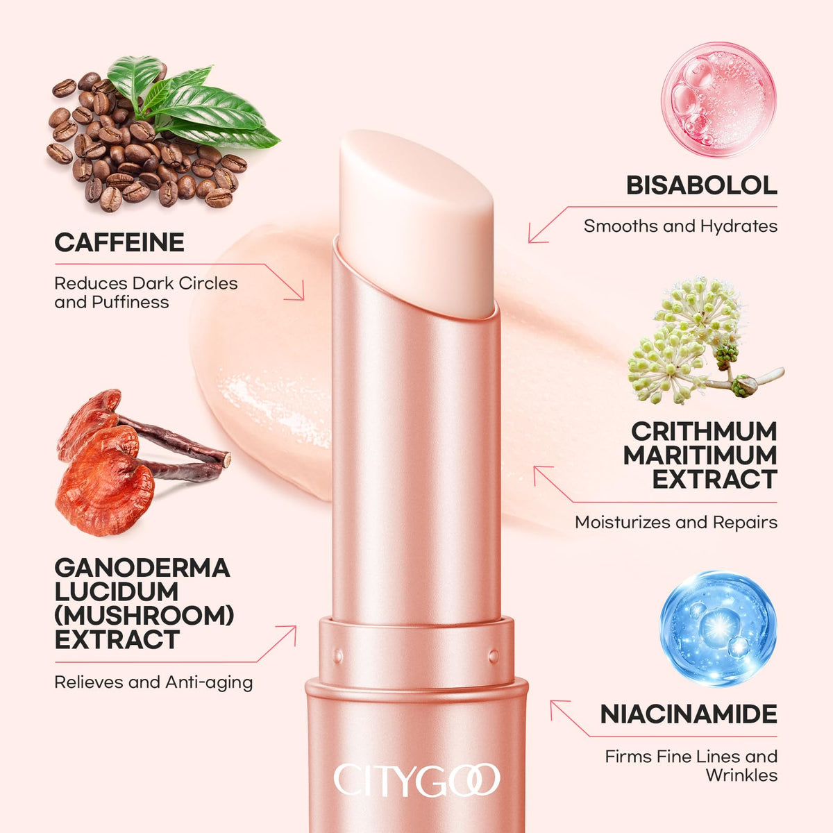 CITYGOO Caffeine Eye Cream Stick - Anti-Aging Firming & Moisturizing Balm for Dark Circles, Puffiness & Eye Bags (1pc)