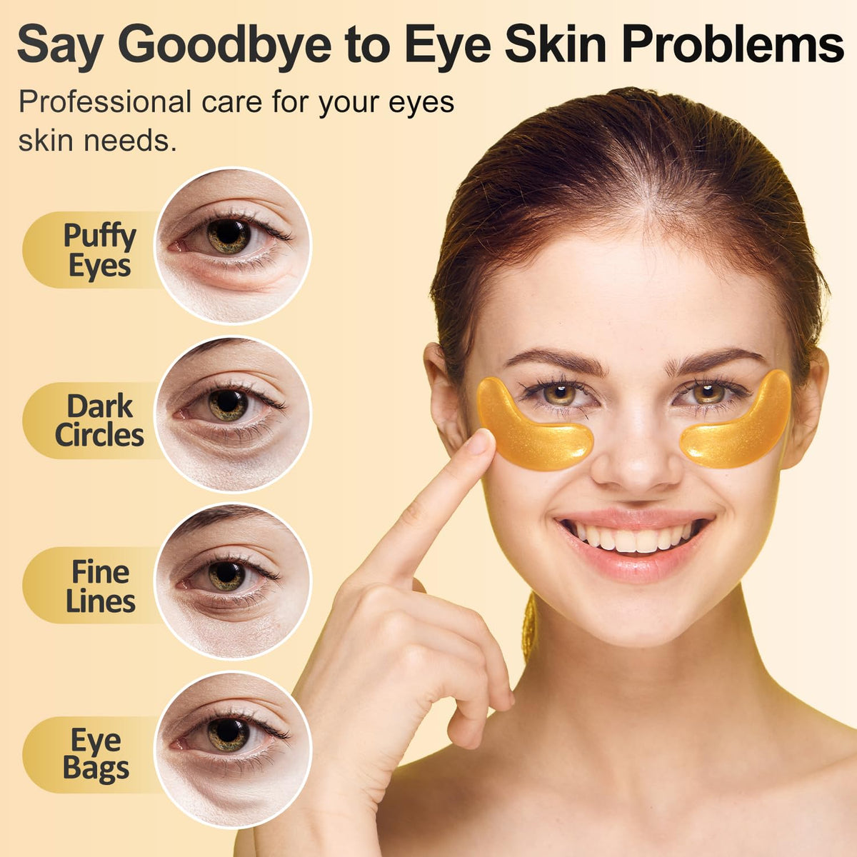 Tibobo 24K Gold Under Eye Patches - Vegan & USA Tested (36 Pairs)