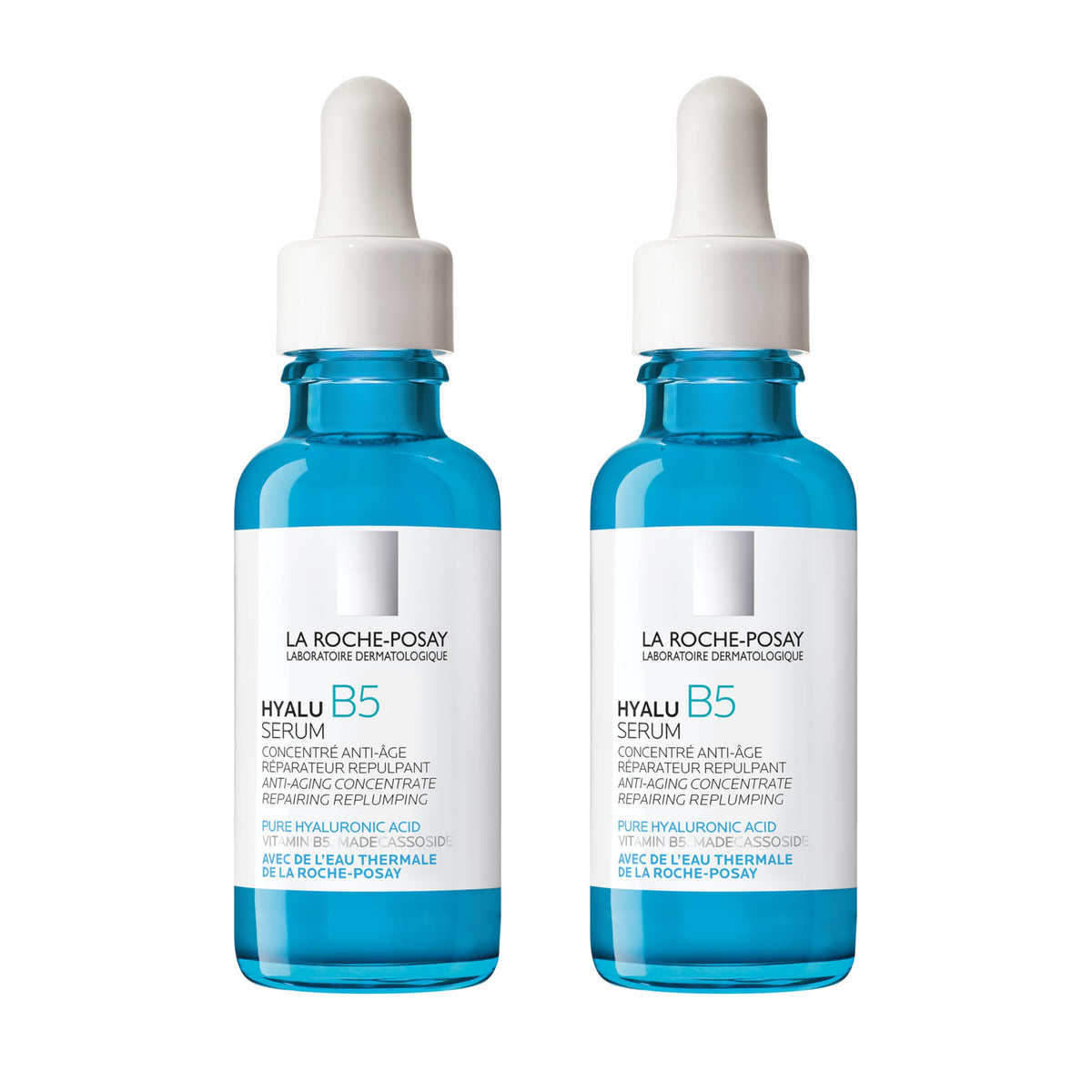 La Roche-Posay Hyalu B5 Suractivated Hyaluronic Acid Serum for Face, Vitamin B5 + Hyaluronic Acid + Glycerin, Hydrating Serum Visibly Plumps Skin, Sensitive Skin Safe, Anti Aging, Oil-Free (Pack of 2)