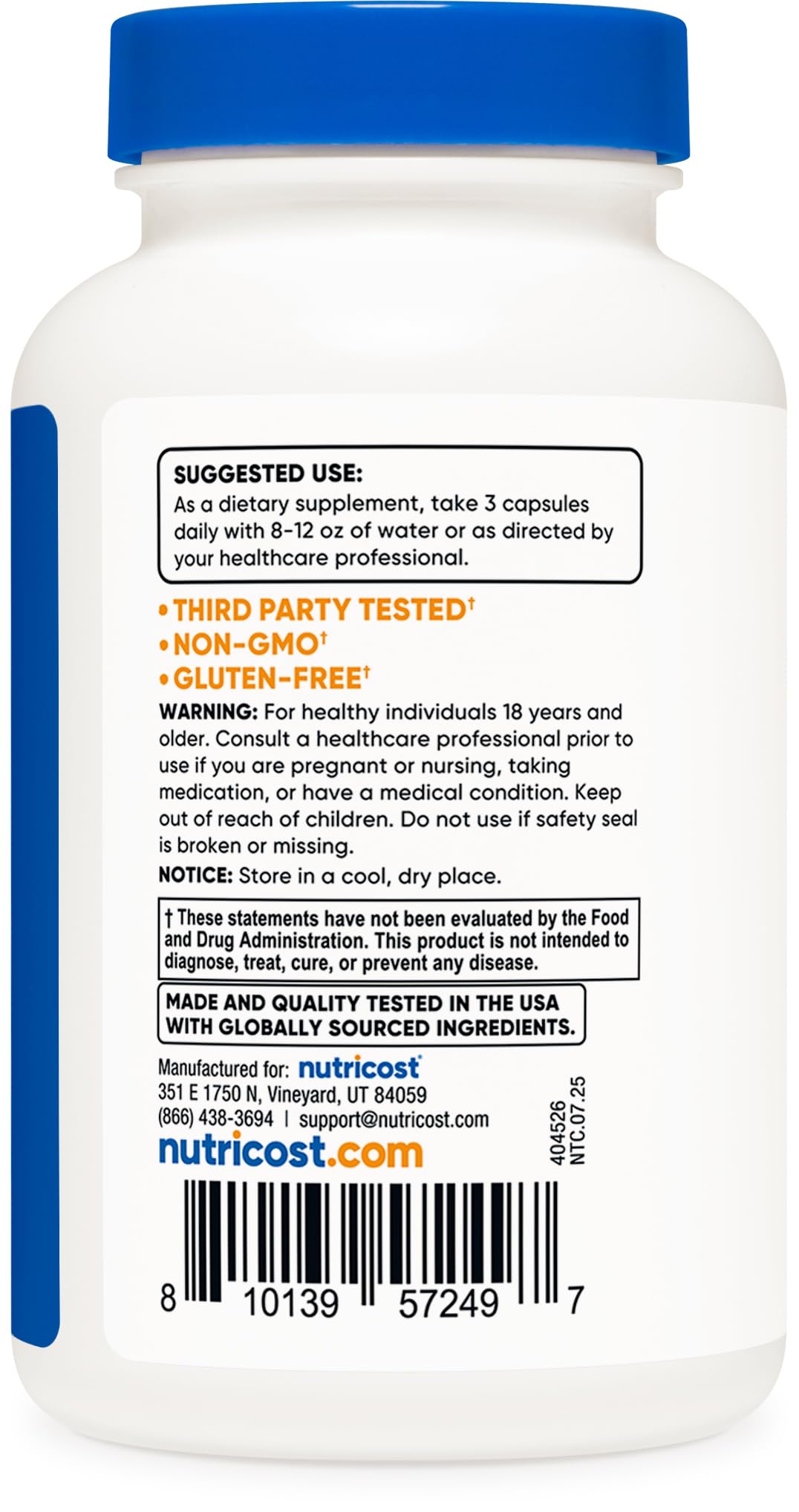 Nutricost Testosterone Support Complex for Men - 1800mg Per Serving - Natural Testosterone Booster for Energy, Strength & Vitality (90 Capsules)