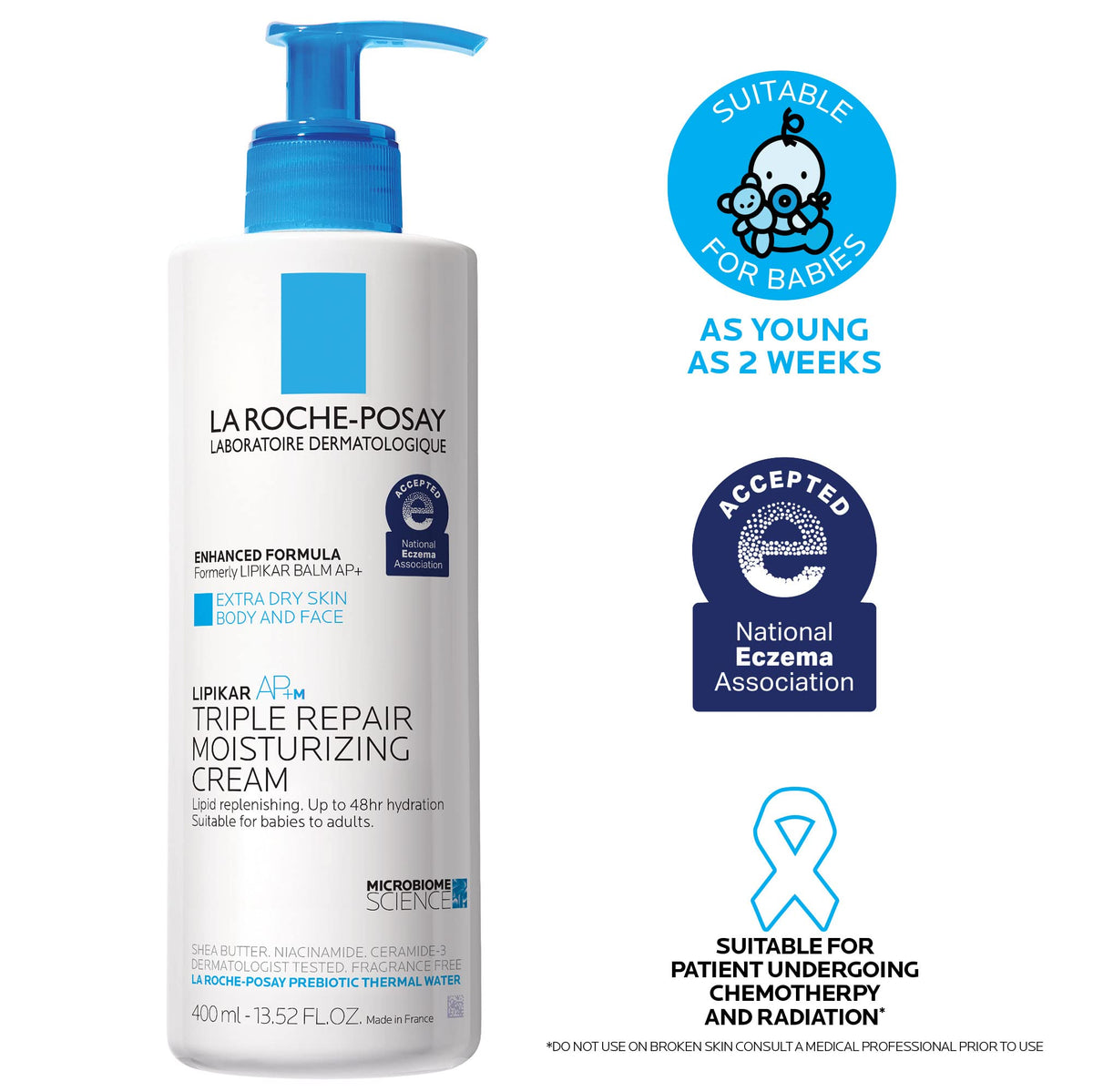 La Roche-Posay Lipikar AP+ Moisturizing Cream for Dry & Sensitive Skin, Shea Butter & Niacinamide