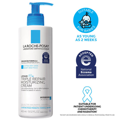 La Roche-Posay Lipikar AP+ Moisturizing Cream for Dry & Sensitive Skin, Shea Butter & Niacinamide