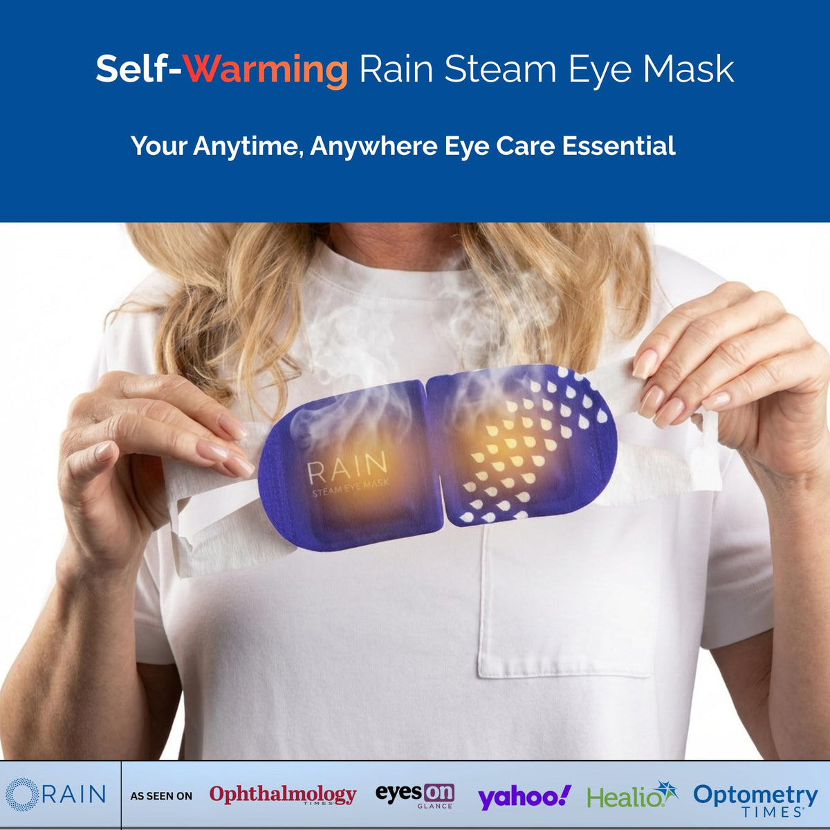 Rain Self Heating Steam Eye Mask - Moist Heat Therapy (20 Masks)