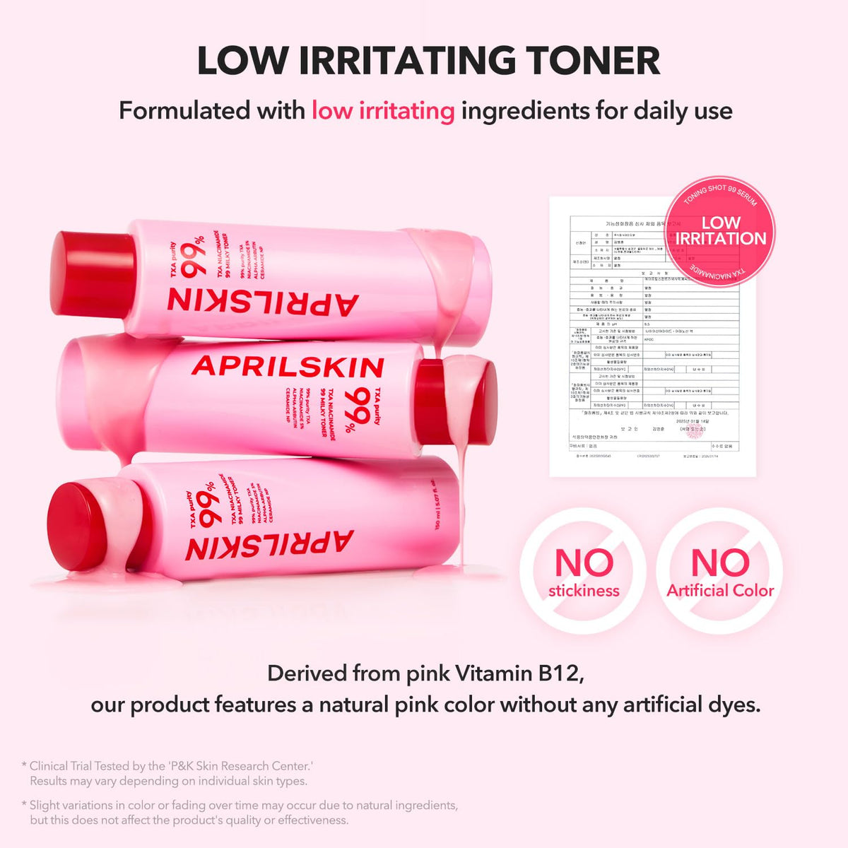 APRILSKIN TXA+Niacinamide 99 Pink Milky Toner - 99% High-Purity TXA 3%+ Niacinamide 5% for Brightening - Highly Concentrated Cream Toner - Deep Moisturizing Formula for Dull Skin - 5.07 fl.oz.