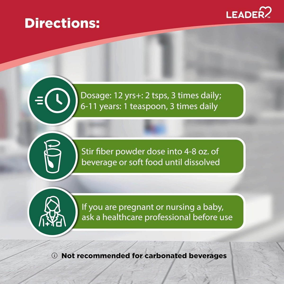 Leader Prebiotic Fiber Supplement Powder for Digestive Health, 100% Natural Daily Fiber Powder, Sugar-Free, Taste-Free, Gluten Free, Non-GMO, Unflavored, 62 Servings (8.7 OZ) (Pack of 4)