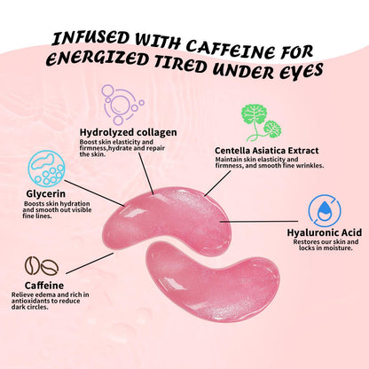 Maskiss Caffeine Under Eye Patches (30 Pairs) - 1 Month Supply De-Puffing Collagen Eye Mask for Dark Circles & Bags