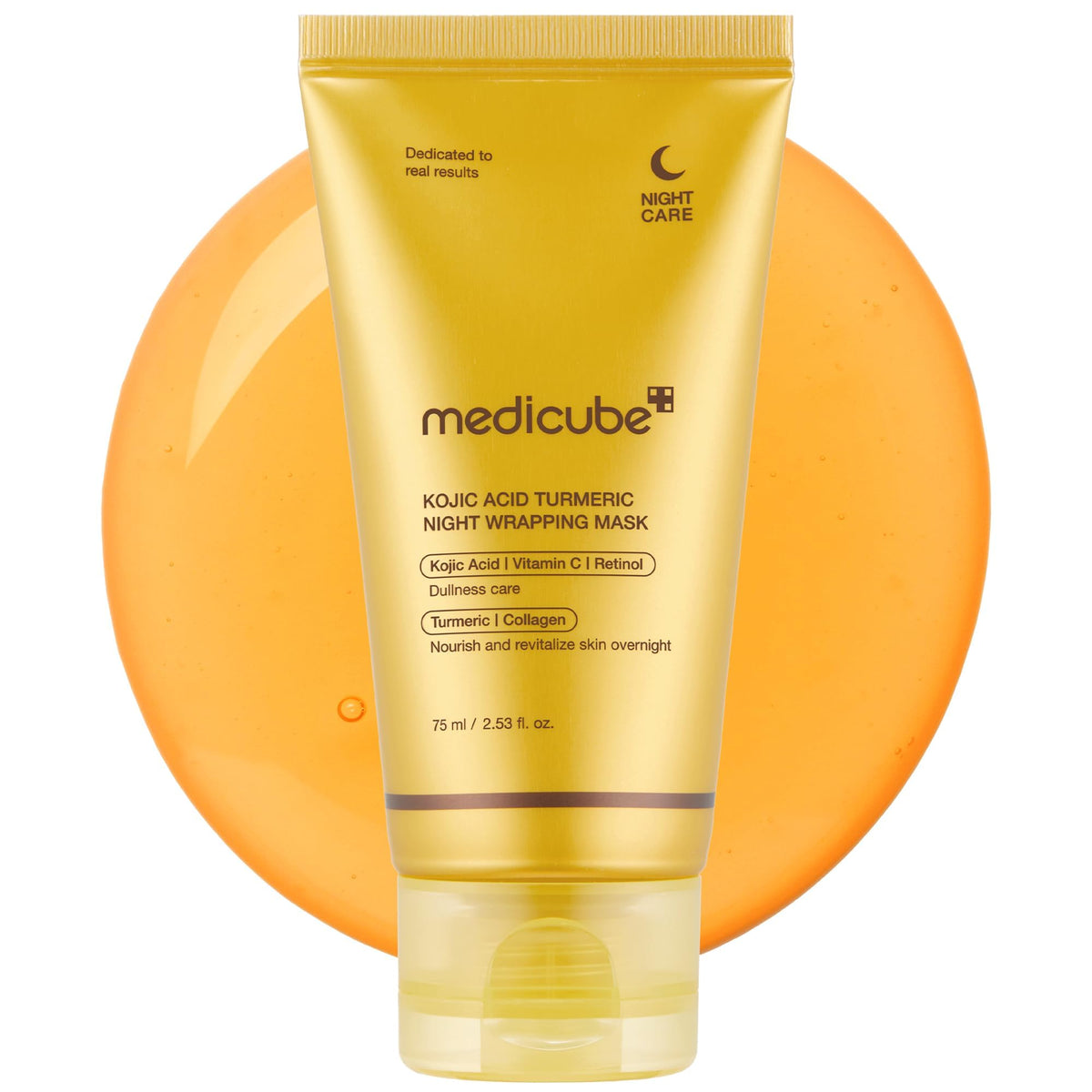 medicube Wrapping Mask Kojic Acid, Turmeric, Vitamin C Overnight Peel Off Facial Mask - Brighten & Defends Against Skin Stress for a Clear, Glowing Complexion - Korean Skin Care, 2.53 fl.oz