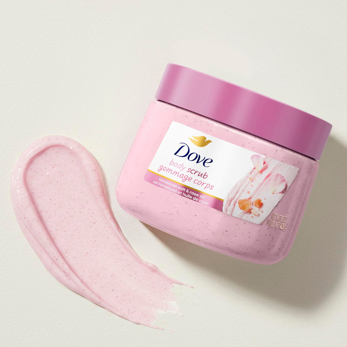 Dove Himalayan Salt & Rose Oil Body Scrub, Exfoliating & Nourishing Scrub 15 oz