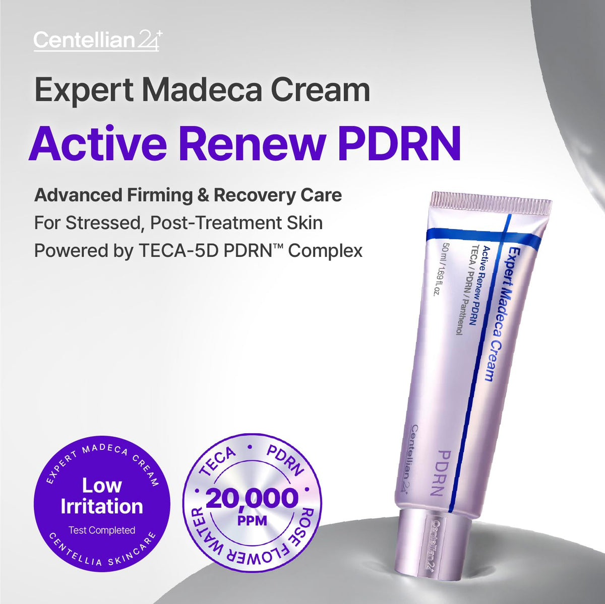 CENTELLIAN 24 Expert Madeca Cream Active Renew PDRN (Firming Cream, 1.69 fl oz) - Elasticity, Soothing & Hydrating Face Moisturizer with TECA-PDRN, Hyaluronic Acid & Glutathione, Korean Skin Care