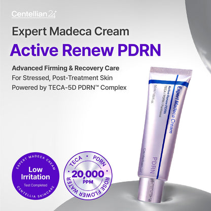 CENTELLIAN 24 Expert Madeca Cream Active Renew PDRN (Firming Cream, 1.69 fl oz) - Elasticity, Soothing & Hydrating Face Moisturizer with TECA-PDRN, Hyaluronic Acid & Glutathione, Korean Skin Care