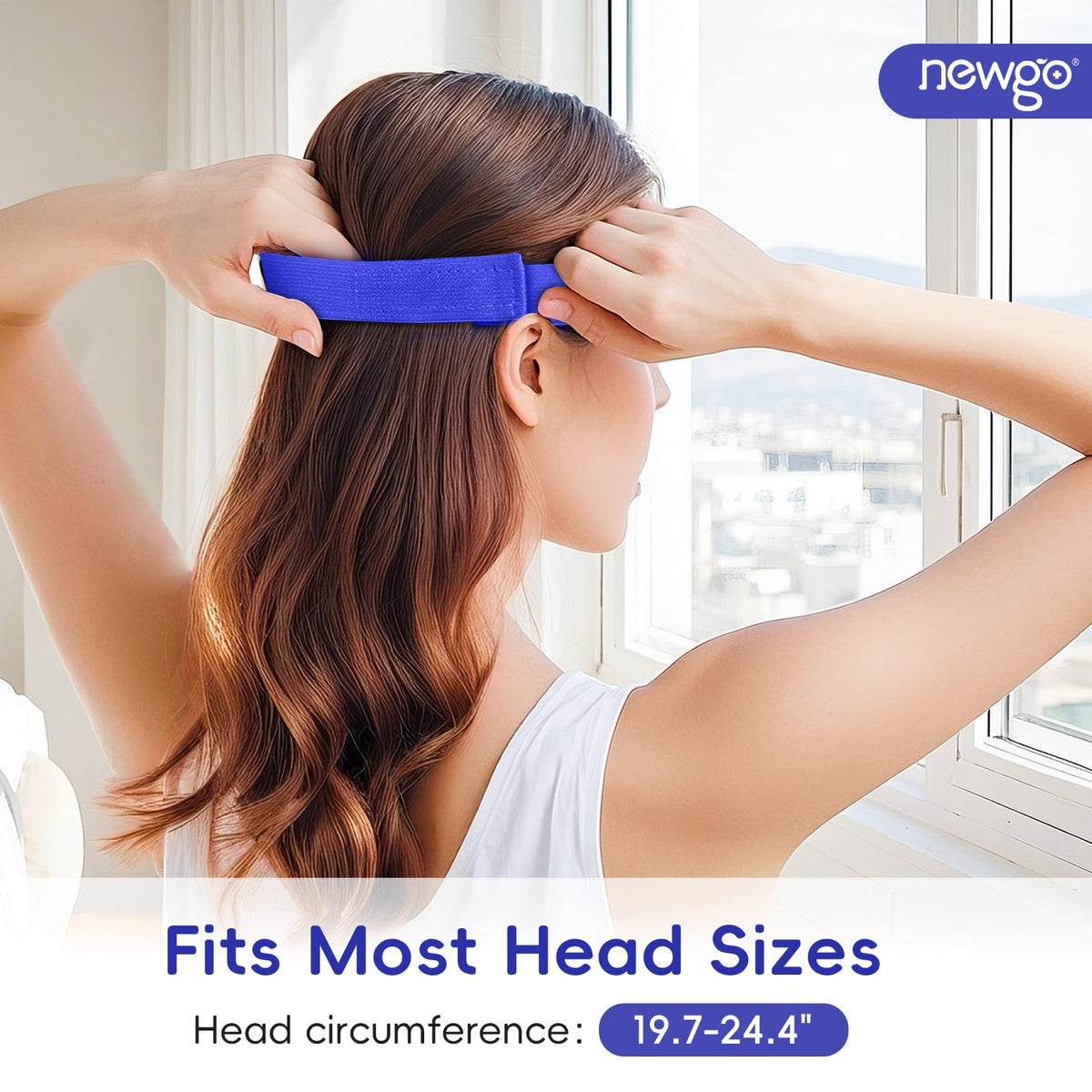 NEWGO Cooling Eye Mask - Cold Ice Pack for Puffy Eyes, Dark Circles, Headache & Stress Relief (Navy Blue)