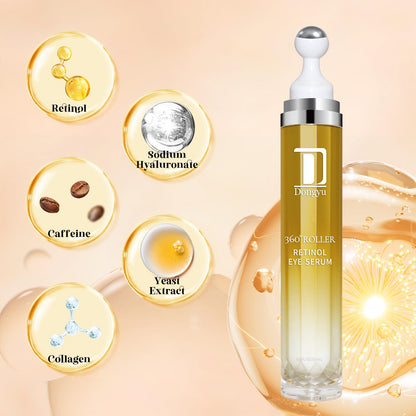 Dongyu Retinol Eye Serum 360° Roller - Anti-Aging Treatment with Massage Ball for Dark Circles, Puffiness & Wrinkles