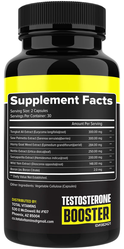 Testosterone Booster for Men - Energy, Stamina & Muscle Growth Support Male Enhancement Supplement