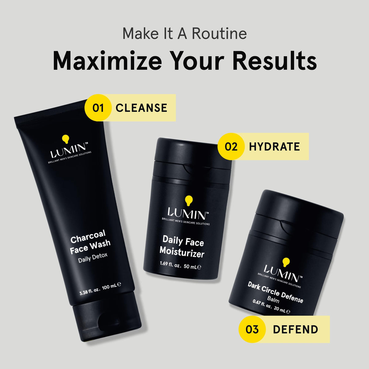 Lumin Men’s Dark Circle Defense Balm (20ml) - Hydrating Eye Cream with Caffeine & Niacinamide - Reduces Puffiness, Fine Lines & Dark Circles - Korean Skincare for Men