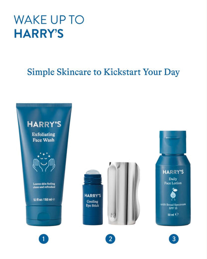 Harry's Cooling Eye Kit for Men - Gua Sha Depuffing Facial Massage Tool & Cooling Eye Stick for Dark Circles and Puffiness