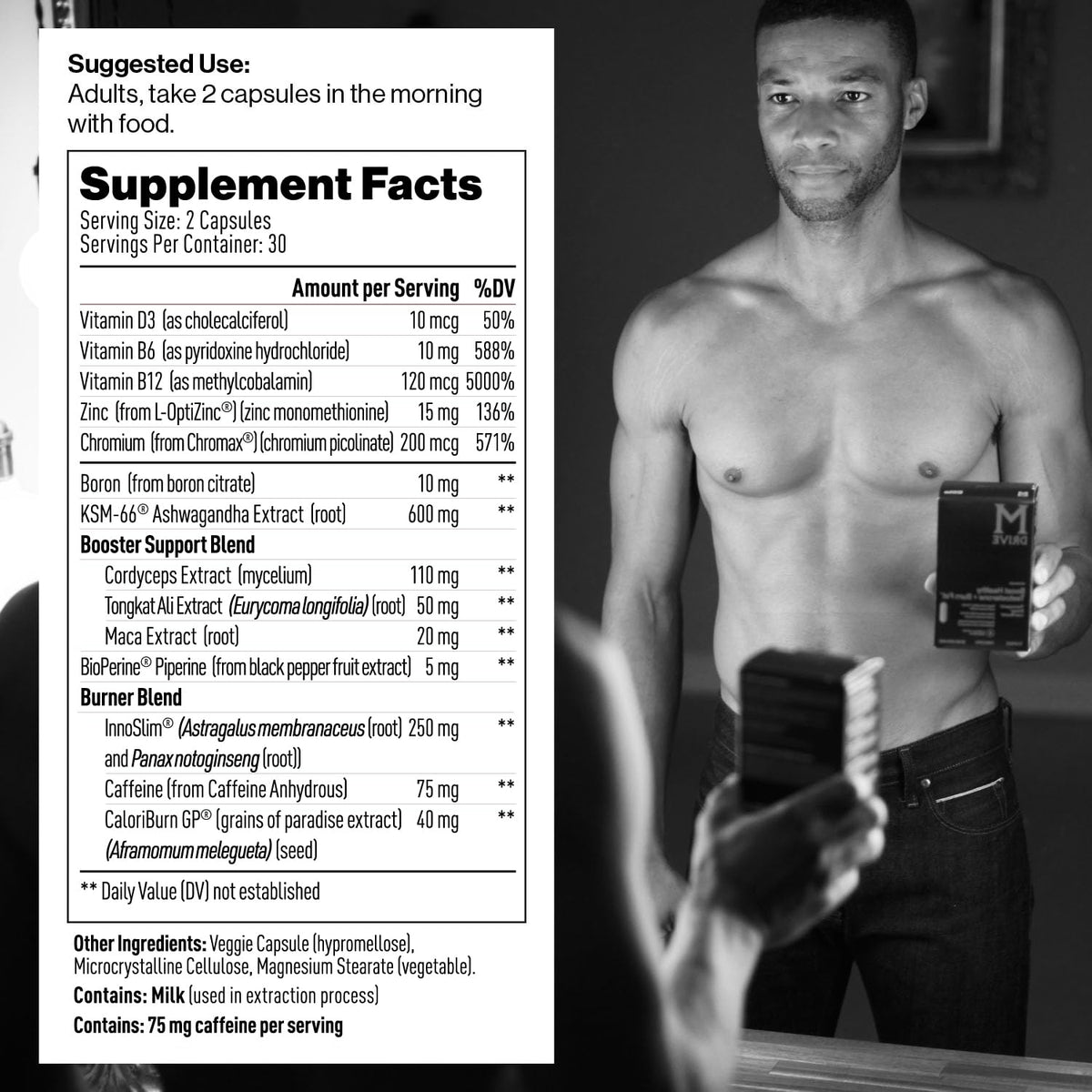 Mdrive Boost & Burn Testosterone Booster for Men - Fat Burner with KSM-66 Ashwagandha & Chromax - Energy, Strength & Stress Support (60 Capsules)
