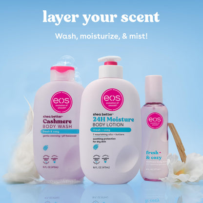 eos Cashmere Body Wash Fresh & Cozy 16 fl oz - Moisturizing Creamy Gel with Shea Butter