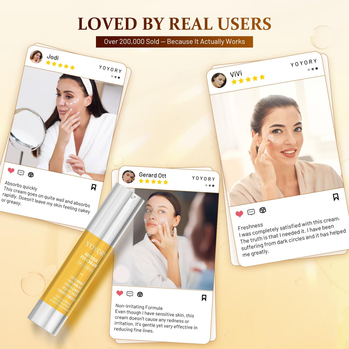 Rapid Retinol Eye Cream (0.67 fl oz) - Anti-Aging Treatment for Eye Bags, Dark Circles & Wrinkles - Hydrating Under Eye Moisturizer for Men & Women (Yellow Edition)