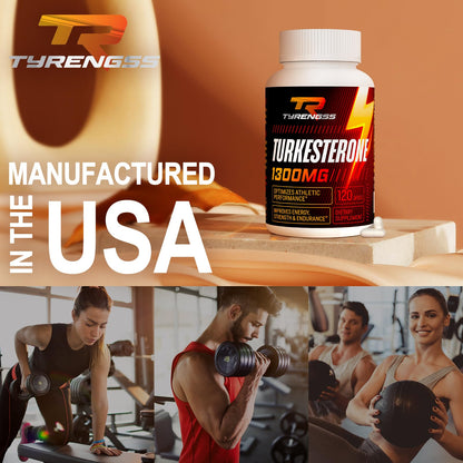 TyRengss Turkesterone 1300mg Testosterone Booster for Men - Ajuga Turkestanica Extract (20%) for Muscle Mass & Athletic Performance - 240 Capsules
