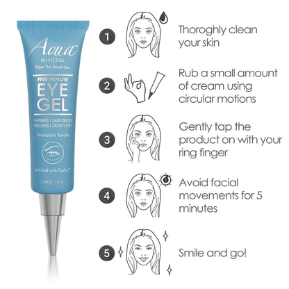 Aqua Mineral Puffy Eye Gel - 30ml (1 oz) - Instant Results Rapid Reduction Eye Gel with Green Tea Extract