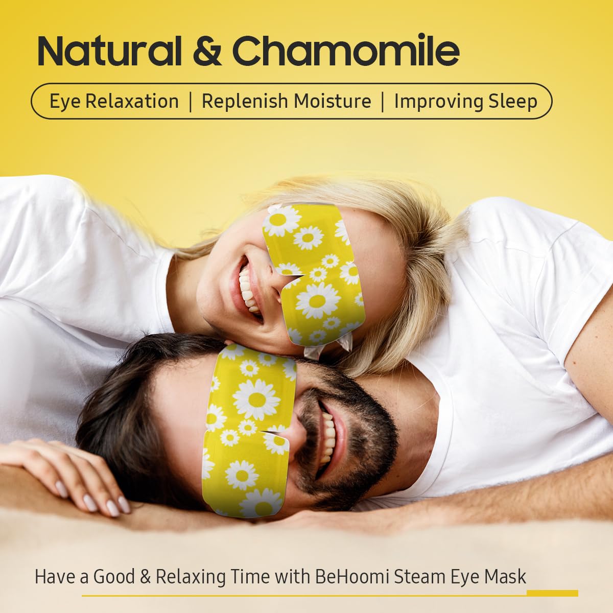 BeHoomi Self Heating Steam Eye Mask - Chamomile Scented Warm Compress Heated Eye Mask for Sleep, Spa & Relaxation (20 Pack)