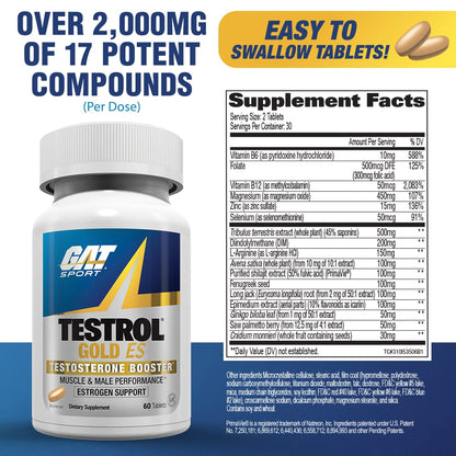Testosterone & Estrogen Balance Support for Men - Energy, Strength & Performance Booster with Tribulus, Tongkat Ali & Fenugreek