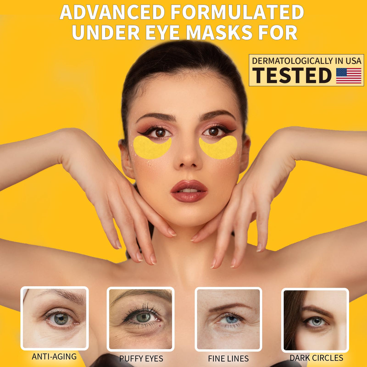 Qyiywim 24K Gold Under Eye Patches - 70 PCS Eye Gel Pads for Dark Circles, Puffiness & Eye Bags