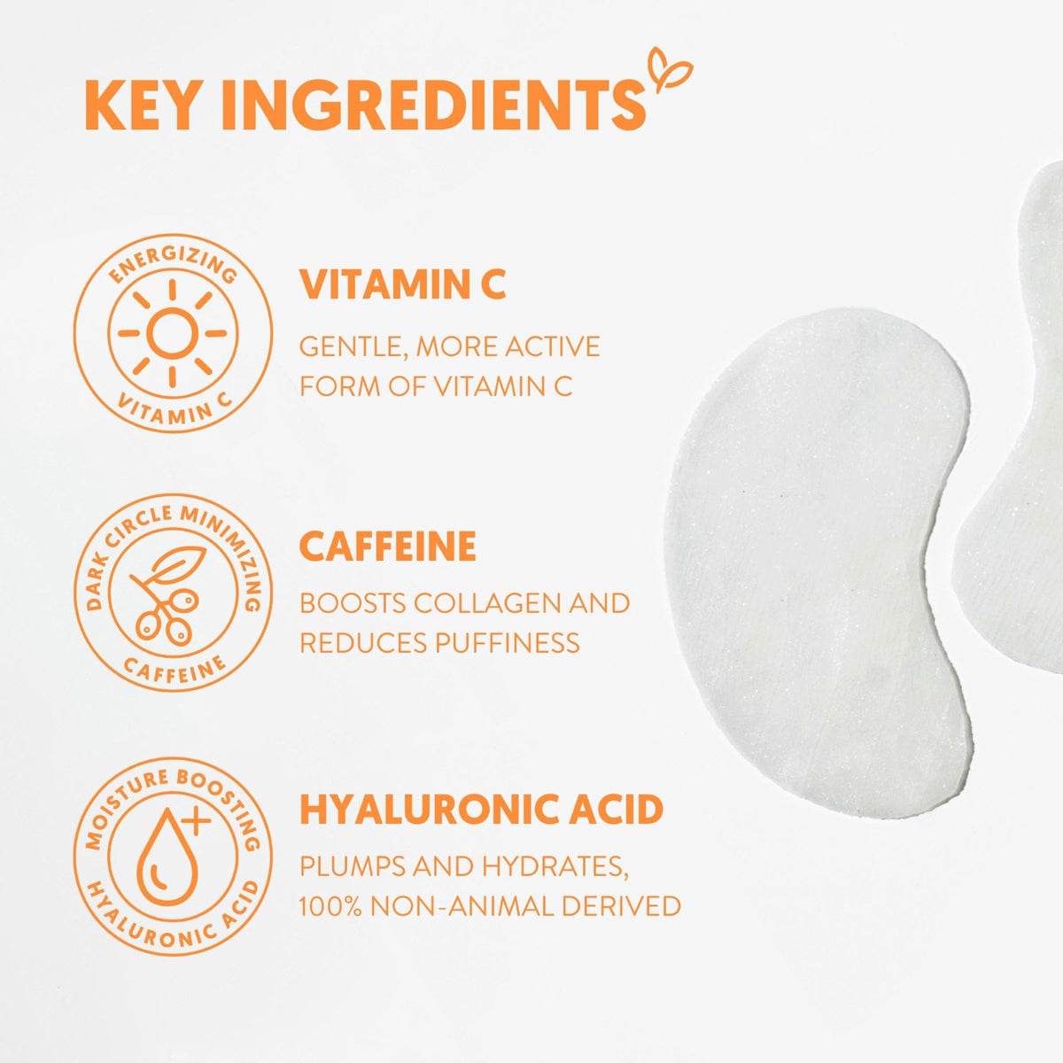 By Nature Vitamin C + Caffeine Hydrating Under Eye Mask Patches for Dark Circles & Puffiness - Energizing Brightening Eye Patches Skincare - 5 Pairs