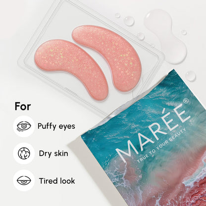 MAREE Pink Eye Gels - Marine Collagen Under Eye Patches with Rose Water for Dark Circles & Puffy Eyes