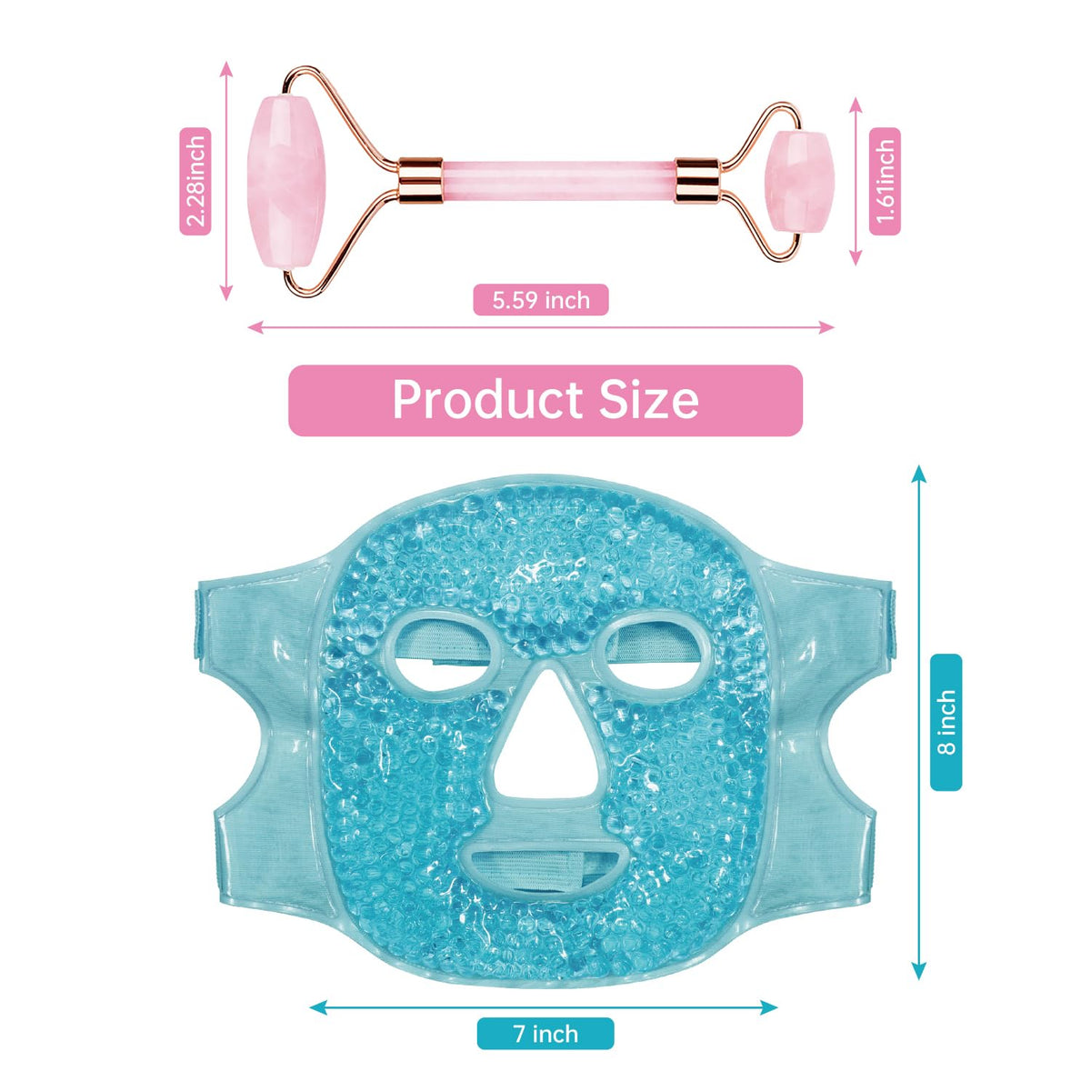 ZNÖCUETÖD 3-in-1 Face Sculpting Set - Ice Roller, Jade Roller & Cooling Gel Eye Mask Gift Set - For Puffiness, Wrinkles & Lifting