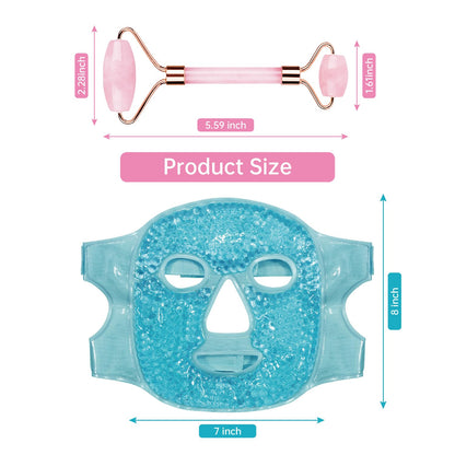 ZNÖCUETÖD 3-in-1 Face Sculpting Set - Ice Roller, Jade Roller & Cooling Gel Eye Mask Gift Set - For Puffiness, Wrinkles & Lifting