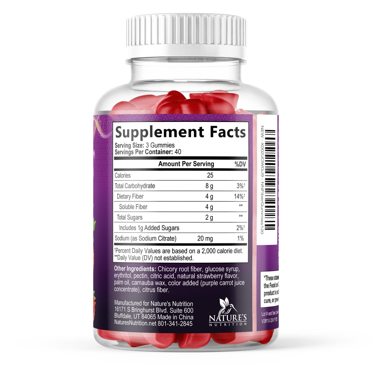 Fiber Gummies For Adults - Prebiotic Plant Based Fiber 4g Per Serving Gummy Supplement - Daily Digestive Health and Regularity Support - Gut Support Gummy Plant Based Digestion Support - 120 Gummies