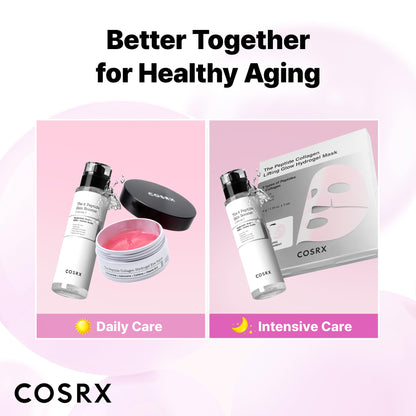 COSRX Pink Peptides Collagen Hydrogel Eye Patch - 60 Patches - Revitalizing Under Eye Mask for Dark Circles & Puffiness