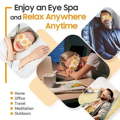 BeHoomi Self Heating Steam Eye Mask - Orange Scented Warm Compress Heated Eye Mask for Sleep, Spa & Relaxation (20 Pack)
