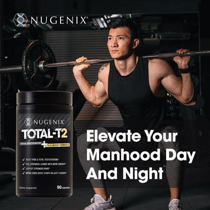 Testosterone & Nitric Oxide Booster for Men - Energy, Blood Flow & Performance Support with Tongkat Ali & Citrulline - Nugenix Total-T2 (180 Count)