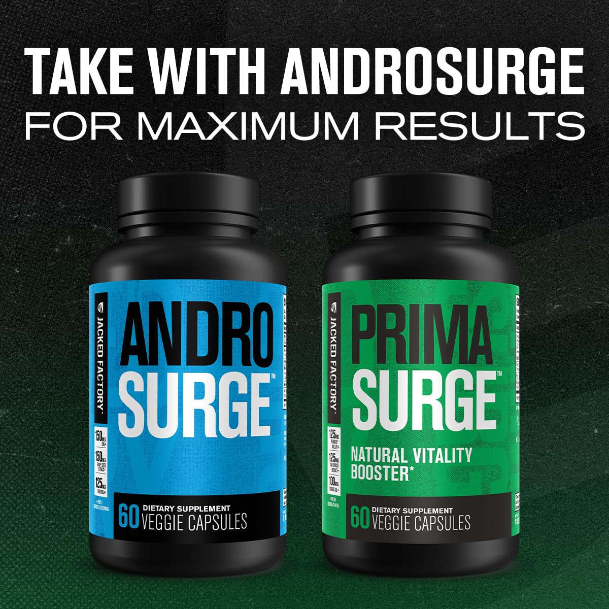 Testosterone Booster for Men - Tongkat Ali, Shilajit & Ashwagandha - Energy, Vitality & Muscle Growth Support Supplement - Jacked Factory PRIMASURGE (60 Veg Capsules)