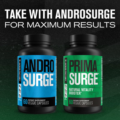 Testosterone Booster for Men - Tongkat Ali, Shilajit & Ashwagandha - Energy, Vitality & Muscle Growth Support Supplement - Jacked Factory PRIMASURGE (60 Veg Capsules)