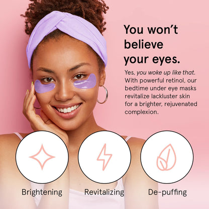 grace & stella Retinol & Purple Under Eye Patches - 48 Pairs - Restoring Gel Masks with Hyaluronic Acid for Puffy Eyes