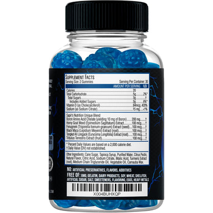 Testosterone Booster Gummies for Men - Male Enhancement Chews for Energy, Strength, Stamina & Performance - Natural Blueberry Flavor