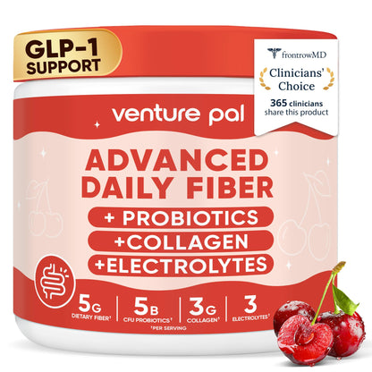 6-in-1 Daily Prebiotic Fiber Powder for Gut & Digestive Health, GLP-1 Friendly, Sugar Free Fiber Supplement Powder with Probiotics, Collagen Peptides & Electrolytes - For Women & Men - 7.8 OZ