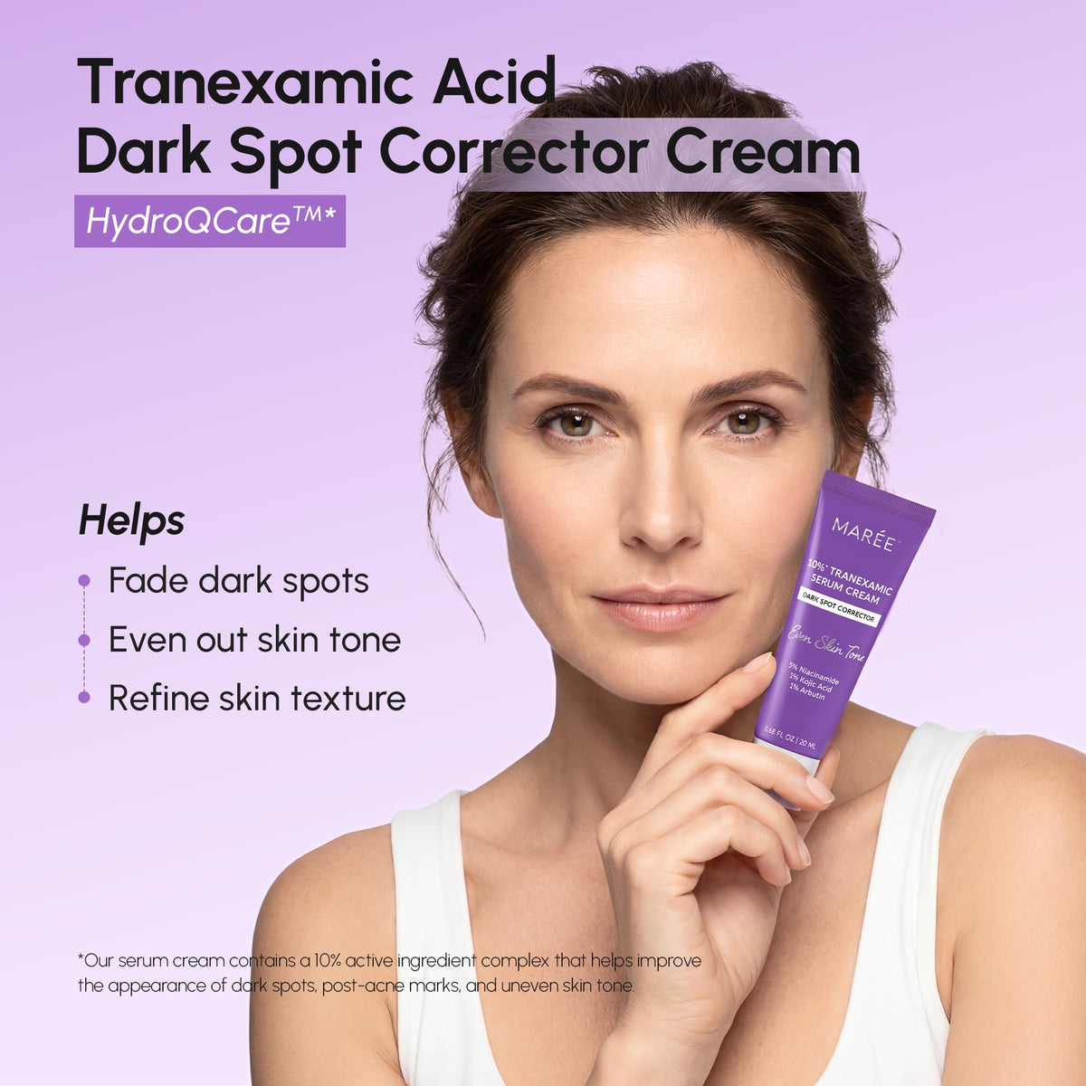 MAREE 10% Tranexamic Serum Cream - Alpha Arbutin Cream with Tranexamic Acid, Niacinamide - Dark Spot Corrector with Alfa Arbutin - Acido Tranexamico Crema para Manchas Oscuras en la Cara
