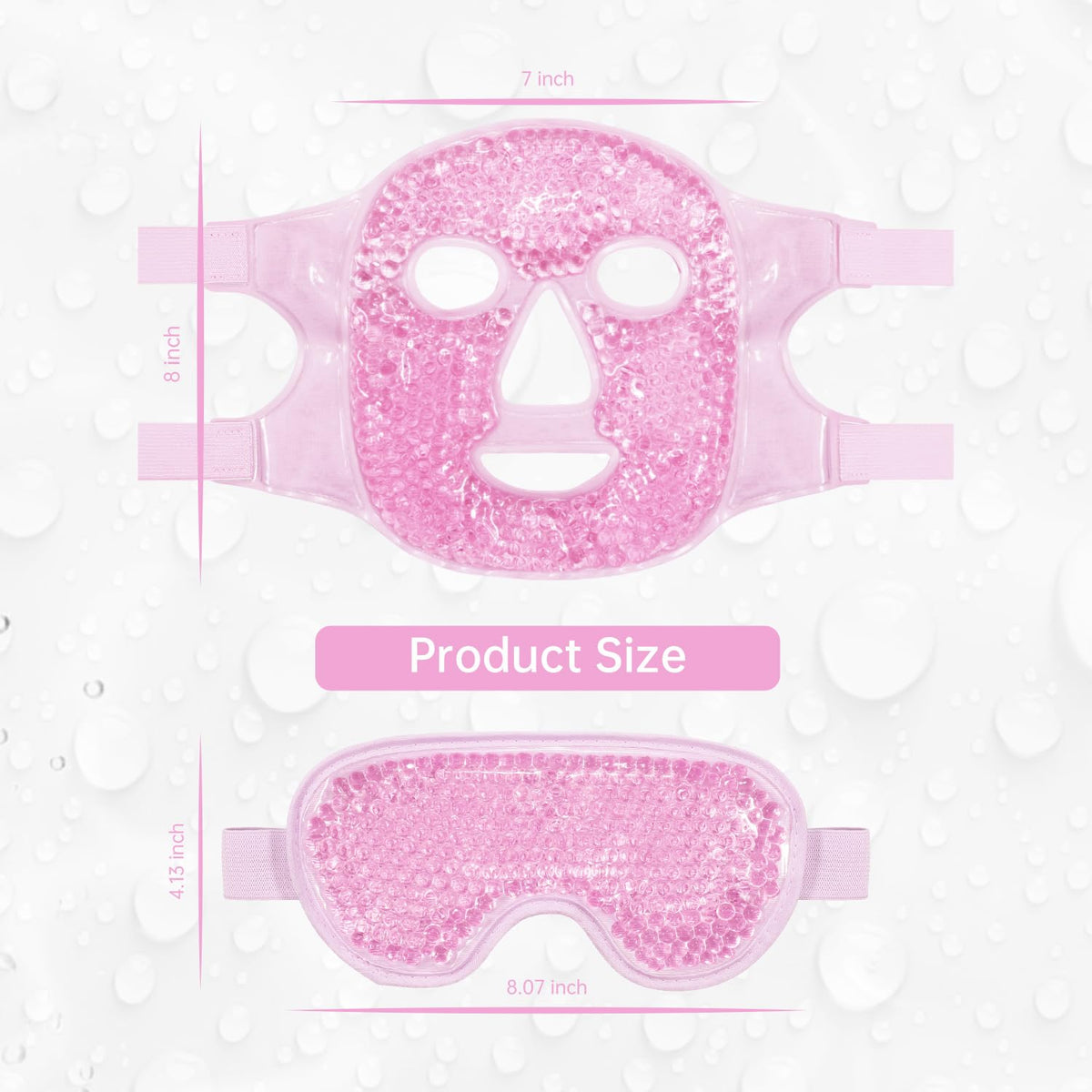 ZNÖCUETÖD 2-Piece Face & Eye Ice Mask Set (Pink) - Dual Hot & Cold Gel Packs for Puffiness, Dark Circles, Migraine Relief & Post-Surgery Swelling