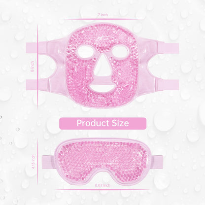 ZNÖCUETÖD 2-Piece Face & Eye Ice Mask Set (Pink) - Dual Hot & Cold Gel Packs for Puffiness, Dark Circles, Migraine Relief & Post-Surgery Swelling