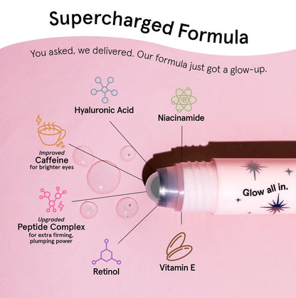 grace & stella Under Eye Brightener Roller - 15ml - Retinol & Caffeine Eye Serum for Puffiness & Dark Circles