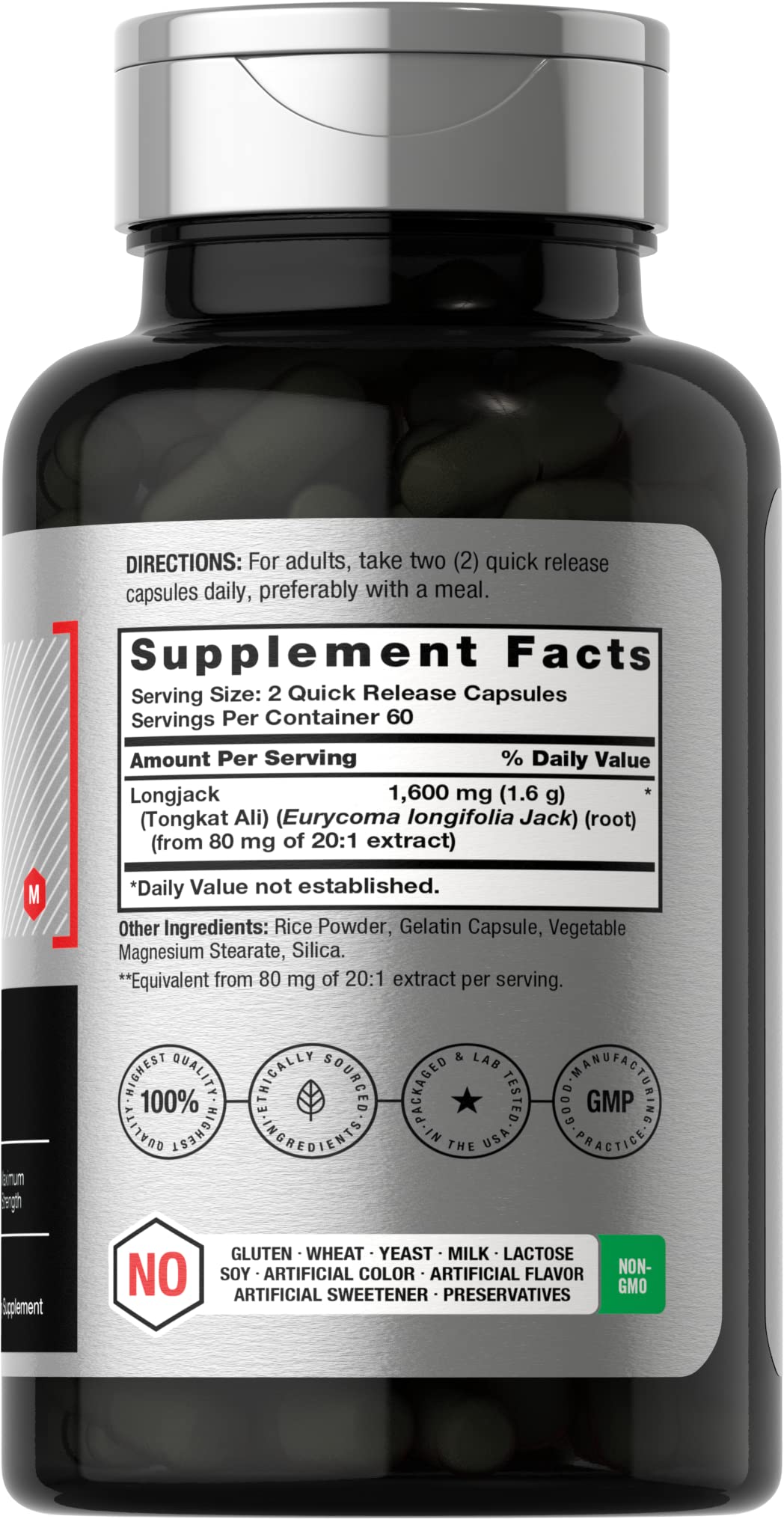 Horbäach Tongkat Ali (Longjack) Supplement for Men & Women - Eurycoma Longifolia Extract for Energy, Vitality & Performance - 120 Capsules